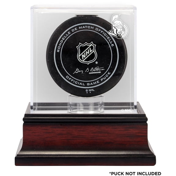Ottawa Senators Mahogany Hockey Puck Logo Display Case