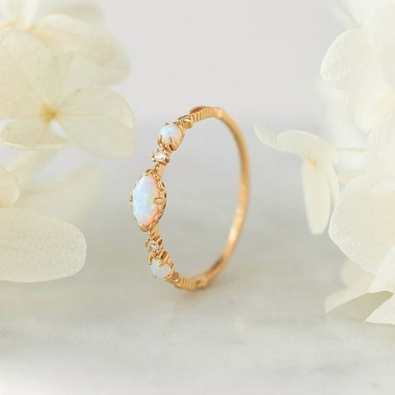 Ahansh Jewels Marquise Cut Opal Engagement Ring for Women, 925 Sterling Silver, Unique & Elegant