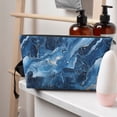 thumbnail image 6 of Leather Travel Bag Wash Bag Makeup Bag Storage Bag 7×5×2.4in For Daily Carrying And Short Trip Steelblue Marble_2, 6 of 8