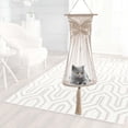 thumbnail image 1 of Macrame Gato Hamaca Longitud 45in Decorativo Beige Tejido a mano Borla Regalos Algodón Cuerda Cesta Nido Gato Jaula para pared Interior Jardín al aire Colco Hamaca para gatos, 1 of 8