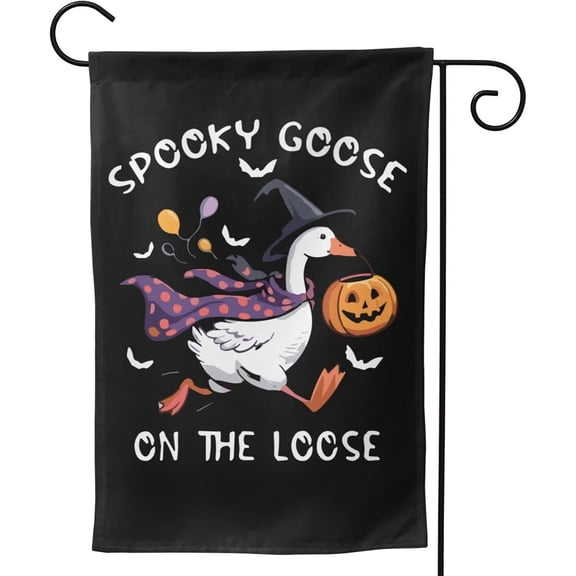 Spooky Goose On The Loose Garden Flag 12x18 Double Sided for Yard