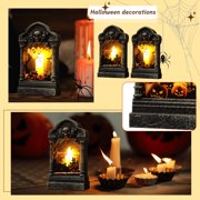 JIhuahe Halloween Decorations Illuminated Tombstone Atmosphere Lamp, Halloween Graveyard Scene Light Bar for Haunted House Room Decor, Gothic Mood Lighting, and Spooky Display,A