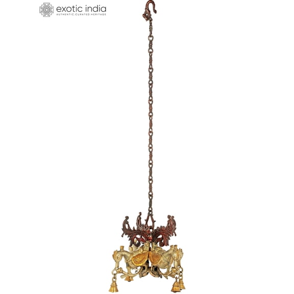 10" Peacock Hanging Bells In Brass | Handmade | Made In India