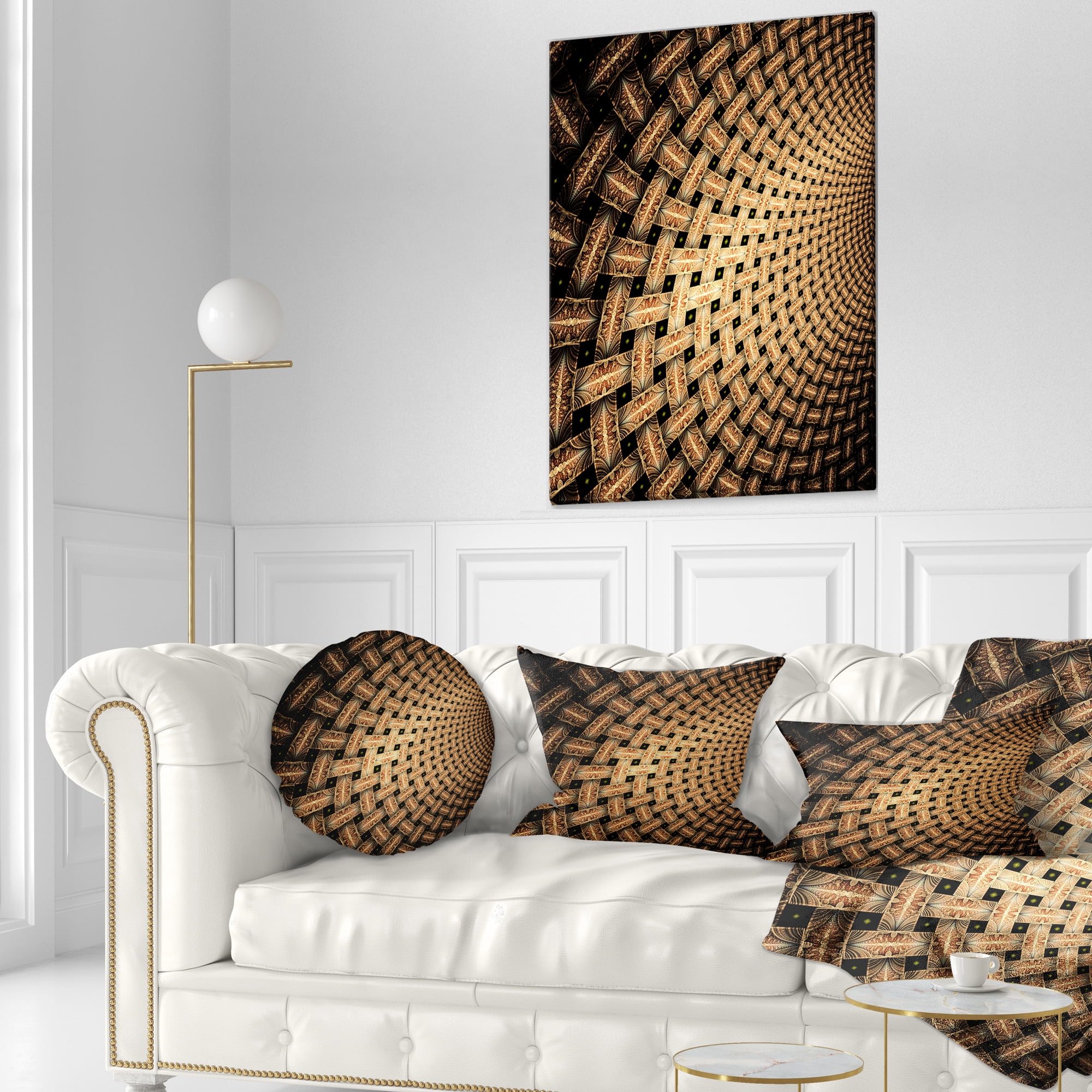 Designart Large Symmetrical Brown Flower - Floral Throw Pillow - 12x20