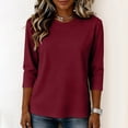 thumbnail image 5 of 3/4 length Sleeve Shirts for Women,Soft Stretchy Wrinkle-Free Tops,Casual Crew Neck T Shirt for Work Daily Fall, S, 5 of 6