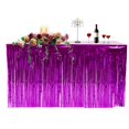 thumbnail image 1 of Falda de mesa de papel de aluminio con flecos metálicos, cortina de mesa de oropel para fiesta de Luau, cumpleaños, aniversario de verano, decoración de mesa navideña Speravity JJ15657-03, 1 of 4