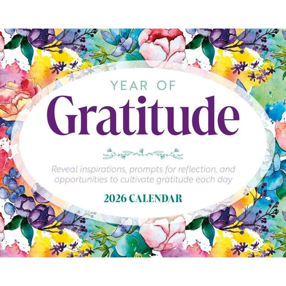 Carousel Calendars, Year of Gratitude 2026 Desk Calendar, 12'' X 12'', 16-Month Calendar with Stapled Binding