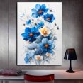 thumbnail image 3 of Mudket Framed,Colorful Canvas Wall Art,Ready to Hang,Blue White Butterfly Floral Canvas Print,Botanical Wall Decor,Abstract Flower Poster,for Bedroom Living Room Office Decor - 20"L x 16"W, 3 of 10