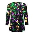 thumbnail image 4 of Gamivast Mardi Gras Shirts for Women Plus Size Mask Graphic 3/4 Sleeve Dressy Tshirt Relaxed Fitted V Neck Button Holiday Party Pullover Carnival Outfits 2026, 4 of 6