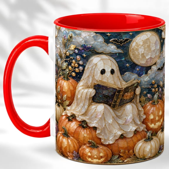 Ghost Pumpkin Coffee Mug, Halloween Ghost Mug, Ceramic Cup