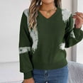 thumbnail image 4 of Itsame Women Pullover Sweaters Loose V-Neck Sweater Long Sleeve Printed Casual Sweatertop Green Size L, 4 of 7