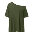 thumbnail image 5 of mgoYE Womens Tshirts Off the Shoulder Summer Casual Short Sleeve Crew Neck T Shirt Loose Fit Tee Tops T Shirts for Women(AG,3XL), 5 of 5