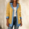 thumbnail image 6 of Feancey Lightweight Blazer Jackets for Women Denim Patchwork Collared Suit Jacket Single Breasted Open Front Blazers Business Casual Office Jackets Yellow XXL, 6 of 8