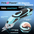 thumbnail image 2 of Pink Power Electric Fabric Scissors Box Cutter for Crafts, Sewing, Cardboard, Carpet, & Scrapbooking - Heavy Duty Professional Shears Cutting Tool - Aqua Splash Automatic Cordless Electric Scissors, 2 of 15
