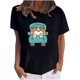 thumbnail image 2 of Puntoco Mujer Impreso Casual Suelto Cuello Redondo Pascua Verano Manga Corta Camiseta tops Puntoco Puntoco-334, 2 of 4