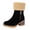 Black, variant on Suede Ankle Boots for Women Warm Fur Lined Side Zipper Chunky Mid Heel Winter Snow Shoes