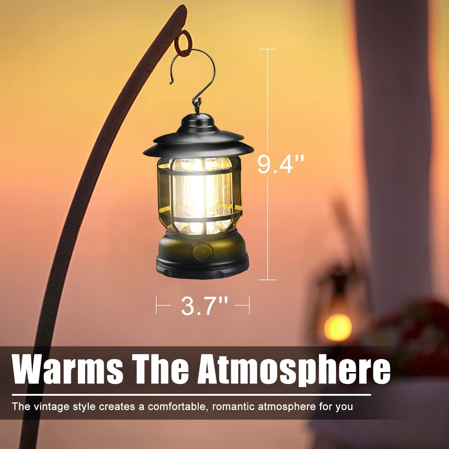 BEEPRINCESS Lightweight LED Camping Lanterns Rechargeable, Ultra Bright COB Camping Light, Waterproof, Stepless Dimming, Vintage Lanterns for Camping, Power Outage, Hurricane and Emergency