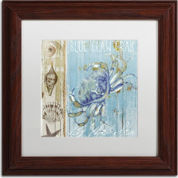 Trademark Fine Art "Blue Crab I" Canvas Art by Color Bakery, White Matte, Wood Frame