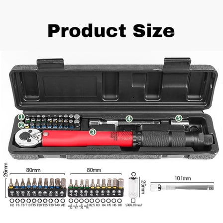 Wrench,Drive Spanner Hand Tool 2-24n.m Hand Kit 2-24n.m Tool Motorbike Adjustable 1/4inch Drive Car Wrench Set Torque Wrench Spanner Kit