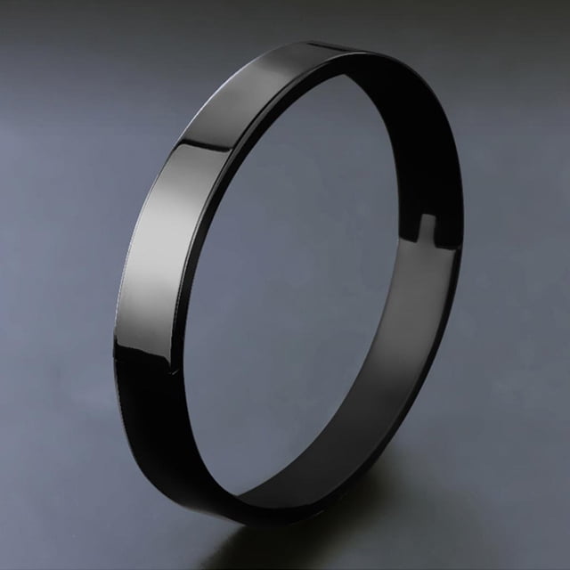 Brazalete brillante de moda Brazalete liso de acero inoxidable para hombres Mujeres Regalo - 8 mm de ancho, 180 mm de , Negro
