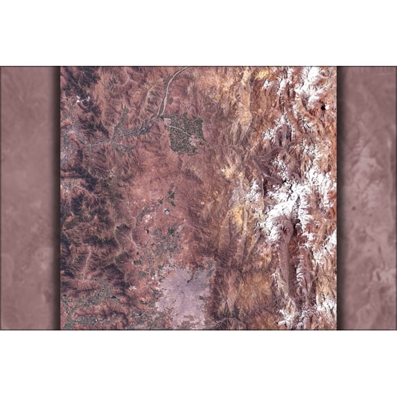 24"x36" Gallery Poster, The ridge-line to the west (left in this image) marks the international border with Chile and Argentina, 2010