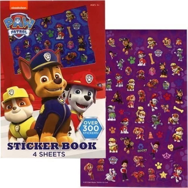 Libro de pegatinas UPD Paw Patrol, 4 hojas con más de 300 pegatinas