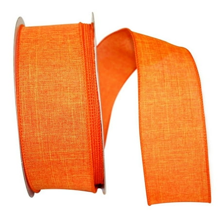 UPC: 0840108864223 | Jam Paper Linen Wired Ribbon  2.5 In X 50 Yards  2/Pack  Tangerine