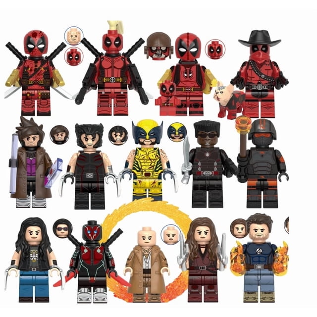 Set de 14 Minifiguras de Superhéroes de Películas y Series de Anime, Figuras de Acción de Personajes de 1.77 a 3.14 Pulgadas, Juguete de Bloques de Construcción para Niños, Niñas y Coleccionistas