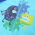 thumbnail image 5 of Kids Swimsuit Boy Unisex Toddler One Piece Swimsuit Cartoon Print Crew Neck Short Sleeve Upf Sun Warm Comfortable with Swim Cap Blue 9 Years-10 Years, 5 of 5