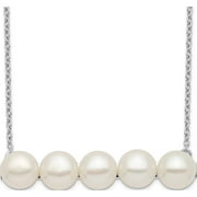 Sterling Silver Rhodium-Plated 7-8mm White Button Fwc Pearl Necklace (18 X 8) Made In China qh5533-18