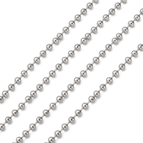 Tarnish Resistant 304 Stainless Steel Ball Chains with Spool Stainless Steel color 2.4mm