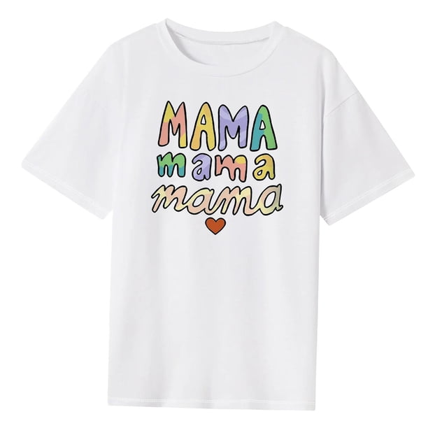 Camiseta de mamá, Tops de manga corta, ropa de calle, camisa del día de la madre, Camiseta básica para senderismo, vacaciones, caminar por la calle, L