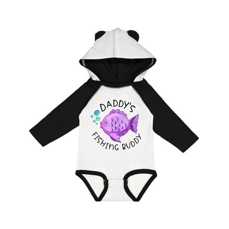 

Inktastic Daddy s Fishing Buddy with Cute Purple Fish Gift Baby Boy or Baby Girl Long Sleeve Bodysuit