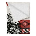 thumbnail image 2 of Wolf Soft Flannel Fleece Throw Blanket, Tattoo Style Totem Style Animal Face with Swirls Geometric Triangle Motifs, Cozy Plush for Indoor and Outdoor Use, 50" x 60", Red Black Cream, by Ambesonne, 2 of 5
