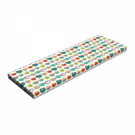 

Apple Bench Pad Retro Style Fruit Illustration Youthful Childish Food Organic Eating Kids Design HR Foam Cushion with Decorative Fabric Cover 45 x 15 x 2 Multicolor by Ambesonne