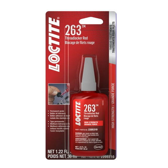 1PK Loctite 2205310 263 Threadlocker Surface Insensitive (Red, 36 ml Bottle)