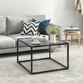 thumbnail image 5 of Gymax Glass Coffee Table 27.5 Inch Modern Square Metal Frame Living Room Transparent & Grey, 5 of 10