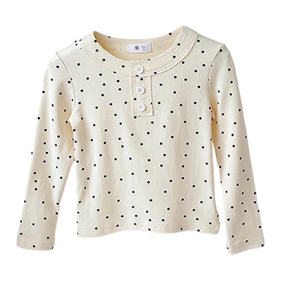 Vdoaml Girls Henley Long Sleeve Shirt Kids Button Crew Neck Top Children Slim Fit Basic Pullover Daily Wear 3-4 Years OTHER