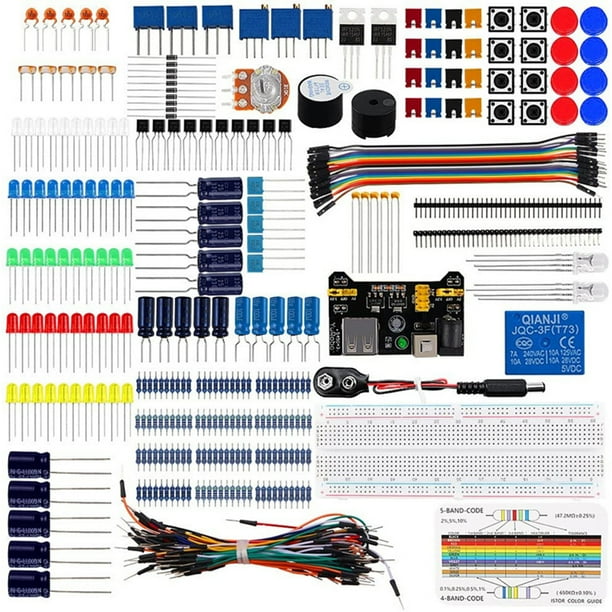Btafrte Kit Básico Electrónica DIY 830 Resistencias Placa Pruebas Componente Zumbador para R3