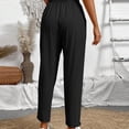 thumbnail image 4 of Axiiglly Womens Linen Pants Drawstring Elastic Waist Solid Color Summer Casual Pants with Pockets, S-2XL, 4 of 5