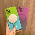 thumbnail image 3 of Magnetic iPhone 13 Case [Compatible with MagSafe], Cute Gradient Color Case for Women & Men, Soft TPU Shockproof with Camera Lens Protector Case for iPhone 13-Purple Grey, 3 of 15