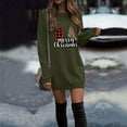 thumbnail image 5 of felwors Womens Christmas Round Neck Sweatshirt Long Sleeve Printed Shirt Dress Oversized Loose Fit Pullover Tops Dark Green, L, 5 of 7