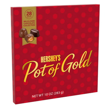 Hershey's POT OF GOLD Milk and Dark Chocolate Christmas Candy Assortment Box, 10 oz, 28 Pieces