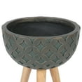 thumbnail image 5 of LuxenHome Butterfly Embossed Brown 12.25" Round MgO Planter with Wood Legs, 5 of 5