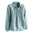 thumbnail image 4 of beishanbush Hot Sales Saving $15 Womens Button Down Shirts Women's Blouse,V Neck Pleated Lapel Long Sleeve Loose Fit Under $20, 4 of 4