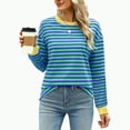 thumbnail image 4 of Towmus Womens Oversized Striped Sweatshirt Crewneck Long Sleeve Color Block Pullover Top Casual Y2K Fall Clothes Workout Shirt, 4 of 6