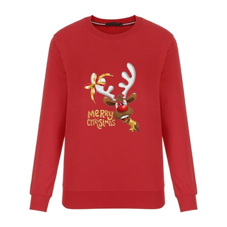 

AnuirheiH Xmas Pjs Set Women Mom Print Blouse Tops Hoodless Sweatshirts Family Clothes Pajamas Clearance Under $10