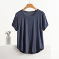 thumbnail image 2 of ZyeKqe Plus Size Pajamas Tops Short Sleeve Sleep Shirts Solid Color Pjs Tops Sleepwear Homewear Loungewear, 2 of 5