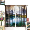 thumbnail image 2 of Nature Kitchen Curtains Landscape Theme Spring Forest Lake Mist Mountain Scenery Scene Design Print Pattern Rod Pocket Waterproof Window Drapes for Bathroom Bedroom Office 2 Panels 26 x 36 Inch, 2 of 5