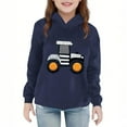 thumbnail image 2 of fnnxnal Little Girls 5T Navy Hoodie - 3D Tractor Appliqué, 100% Polyester Quick Dry Easy Care for Active Toddlers, 2 of 5